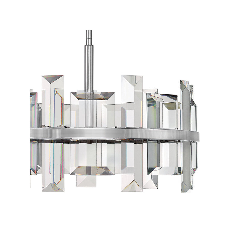 Odette Six-Light Convertible Drum Luxury Chandelier - Emerald Cut Crystal, Polished Nickel