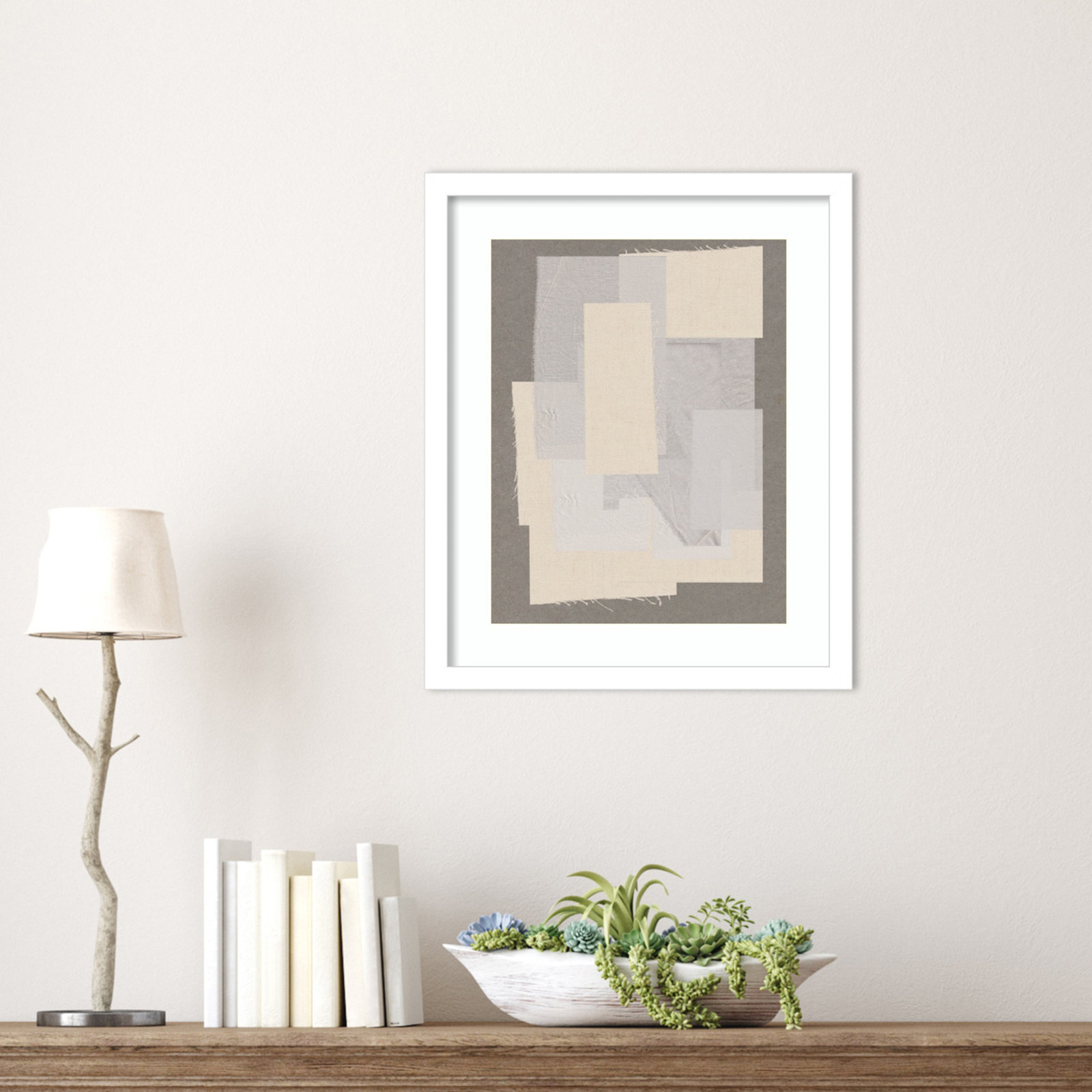 Pifer "Fabric Pattern Collage No 7" Print, White, 17" H x 14" W
