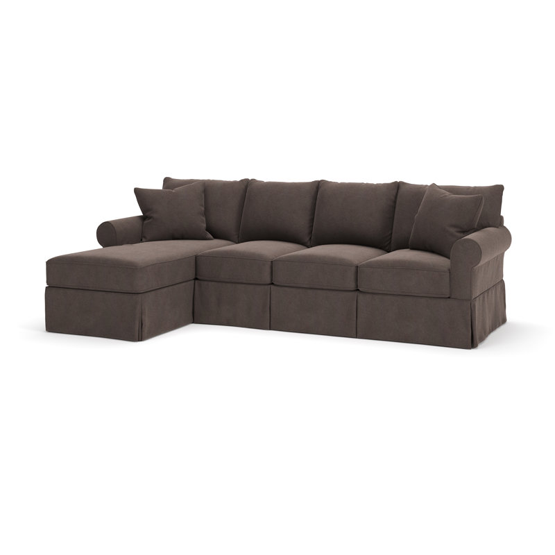 Amari Slipcovered Sectional with Sleeper Sofa, Classic Bleach White Twill, Left Hand Facing