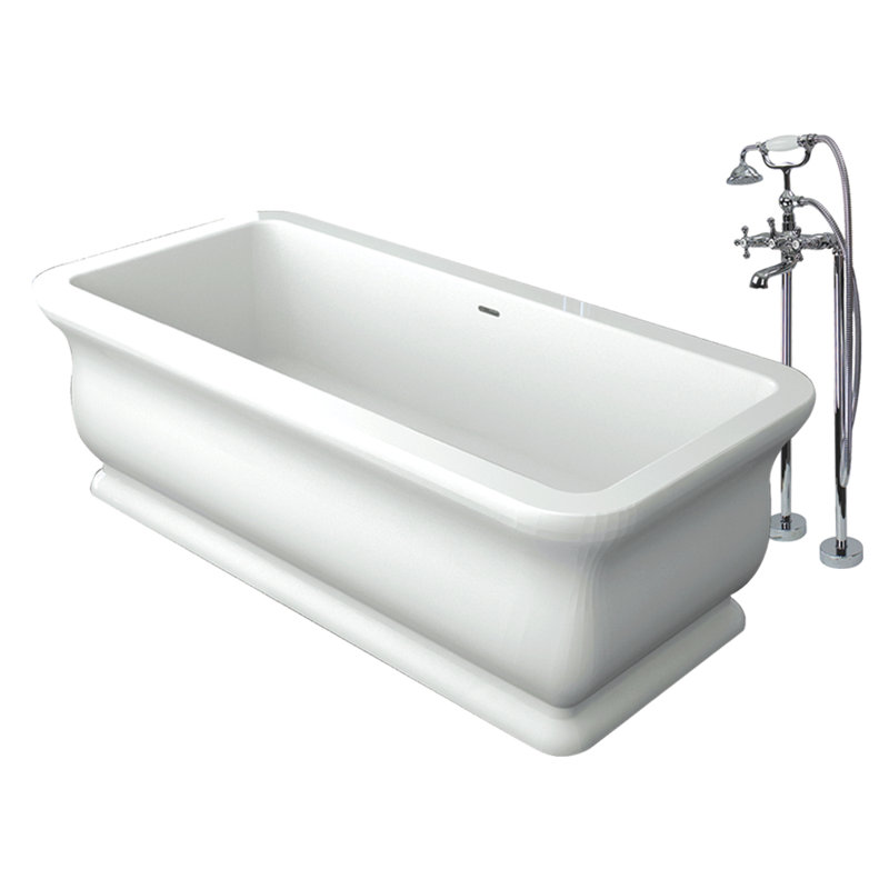 Canova Royal 71'' x 33.5'' Soaking Stone Bathtub with Faucet