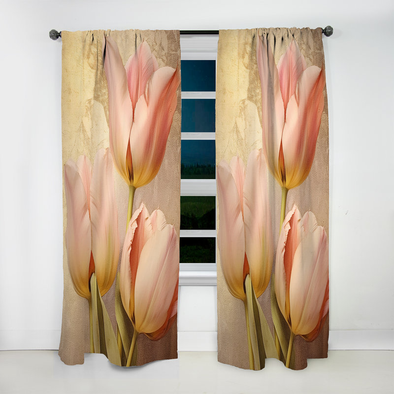 Pinnell Tulip Dreams IV - Traditional Curtain - Velvet Room Darkening - 1 panel, 52" W x 108" L