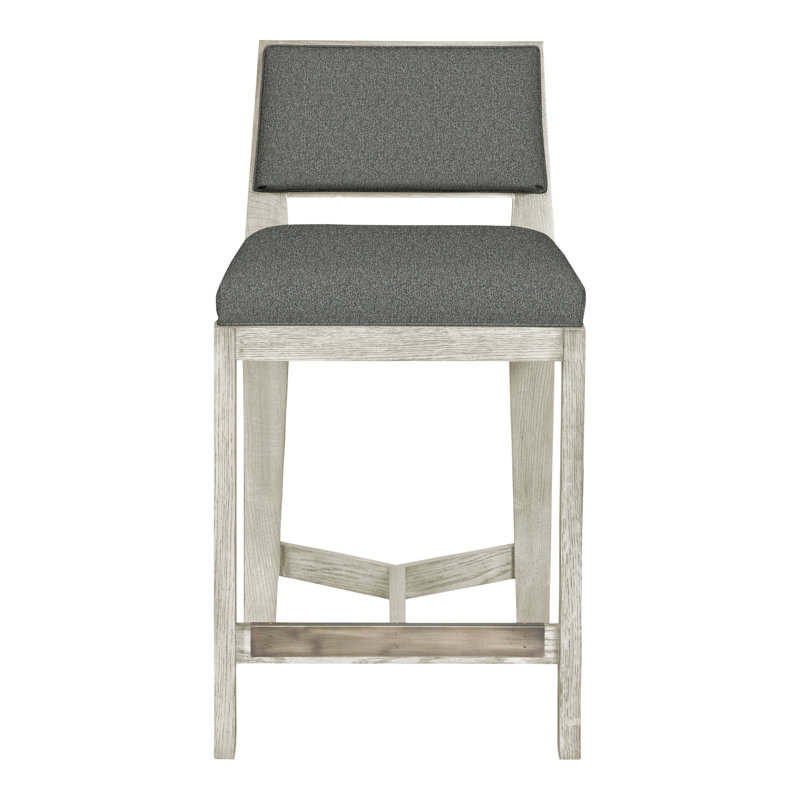 Scoville By Thom Filicia Upholstered Counter Stool with Solid Wood Frame, Wrenn, Étain Ian