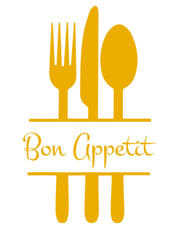 Décalcomanie murale de cuisine bon appetit, H 36 po x l 22 po x P 0,01 po, Jaune signalisation