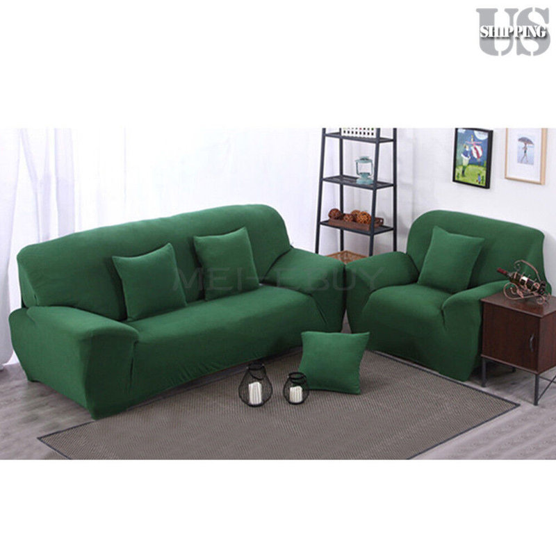 Housse pour canapé extensible 3 places, Vert foncé, H 45 po x l 72 po x P 30 po