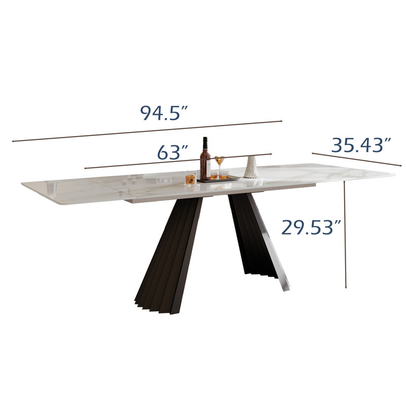 Ensemble de table de salle à manger extensible 63-94,5 "moderne avec 8 chaises