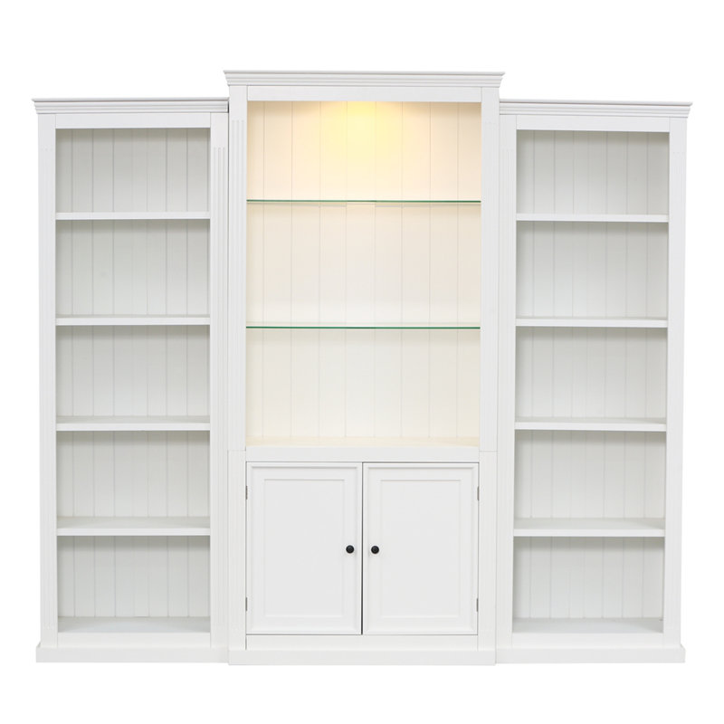 Vitrine 3 pièces avec plafonnier à DEL 5 couleurs, Blanc