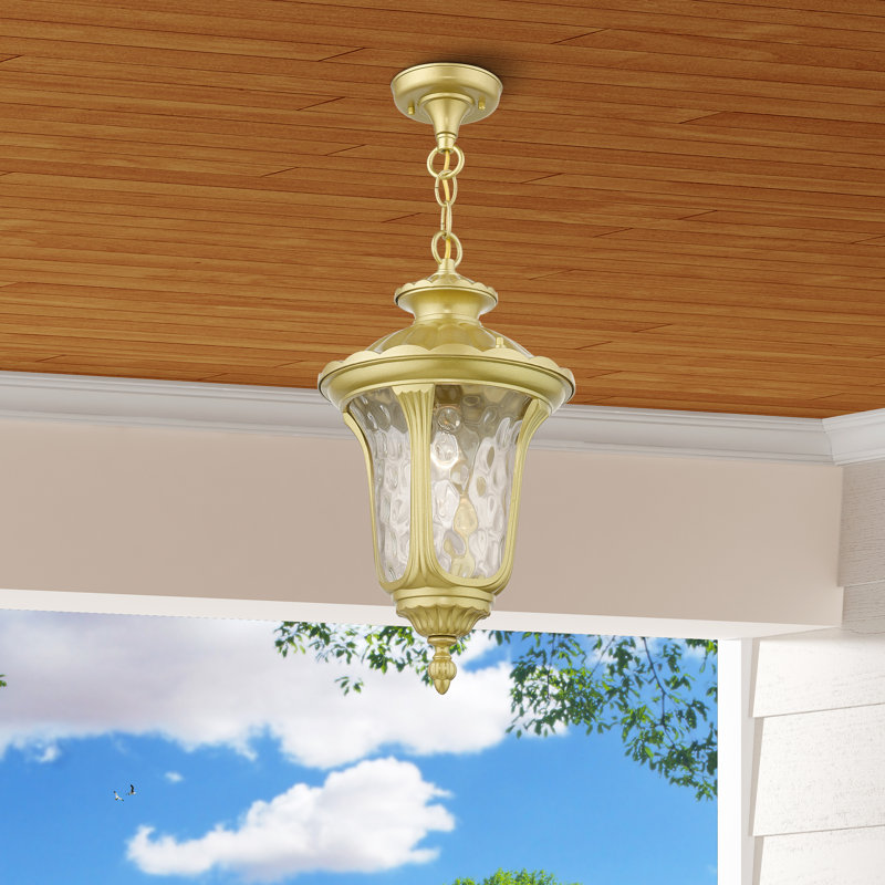 Luminaire suspendu d'extérieur 1 lumière H 17,5 po Franchino Gold