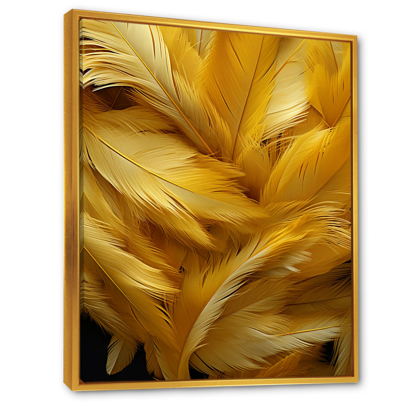 «Golden Feather Grin» sur toile, H 20 po x l 12 po x P 1 po, Cadre flottant doré