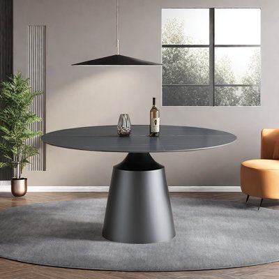 Dylon Modern Luxury Rock-Plate Round Dining Table