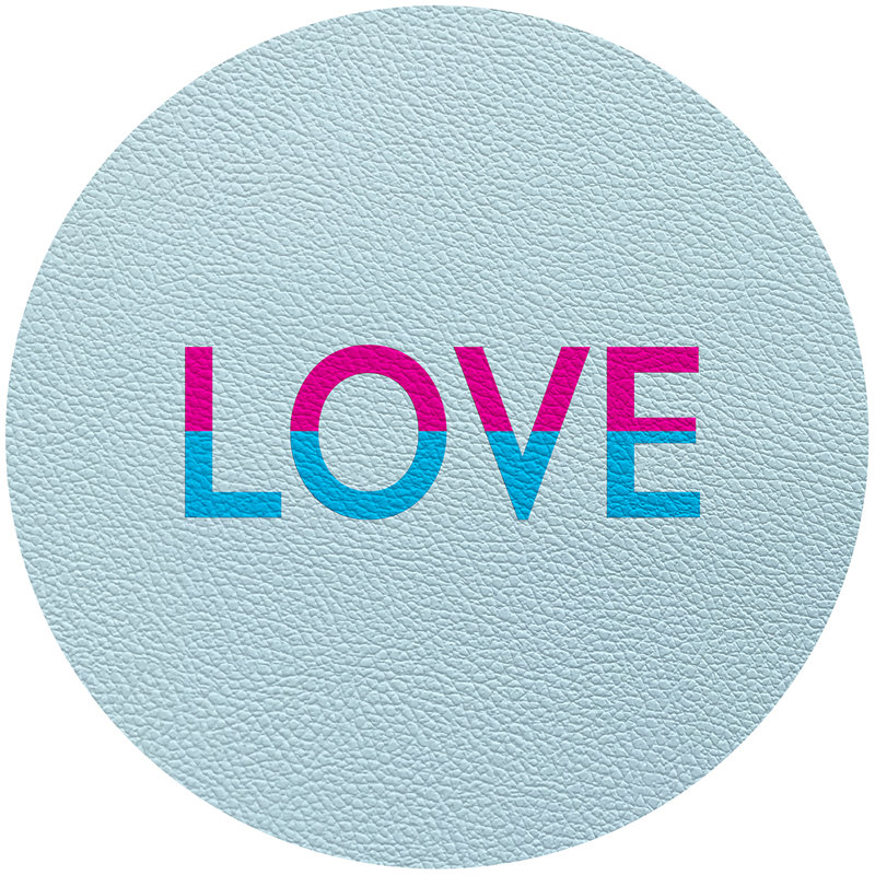 Love 16'' Vinyl Placemat, Blue/Pink