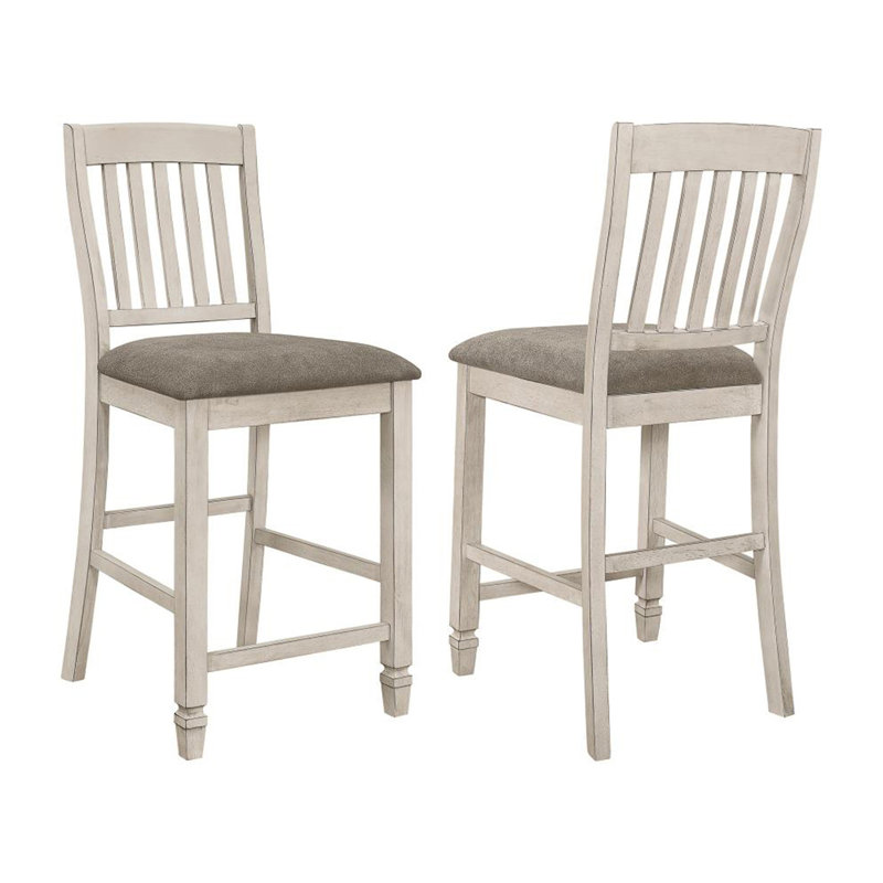 Set of 2 Slat Back Counter Height Chair
