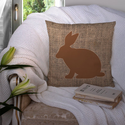 Coussin décoratif intérieur/extérieur en toile jute lapin