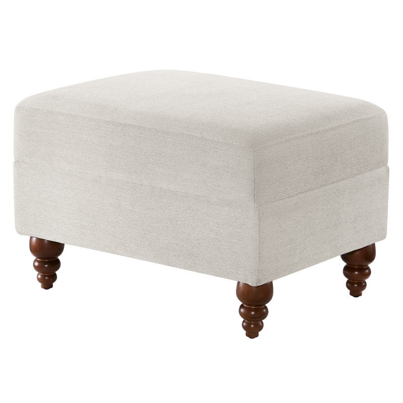 Rectangle beige uni avec accoudoirs roulés, ressorts hélicoïdaux et mousse haute densité, pieds en bois teint noyer, rembourrage en mousse mi-ferme rembourré de 19,81 po de largeur, avant 19,32 po