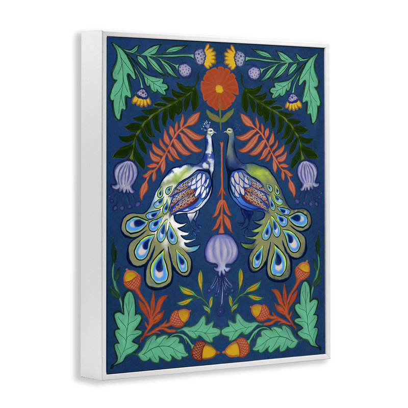 Reproduction d'art giclée encadrée par Peacocks & Botanicals en miroir, conception par Elizabeth Medley, H 30 po x l 24 po