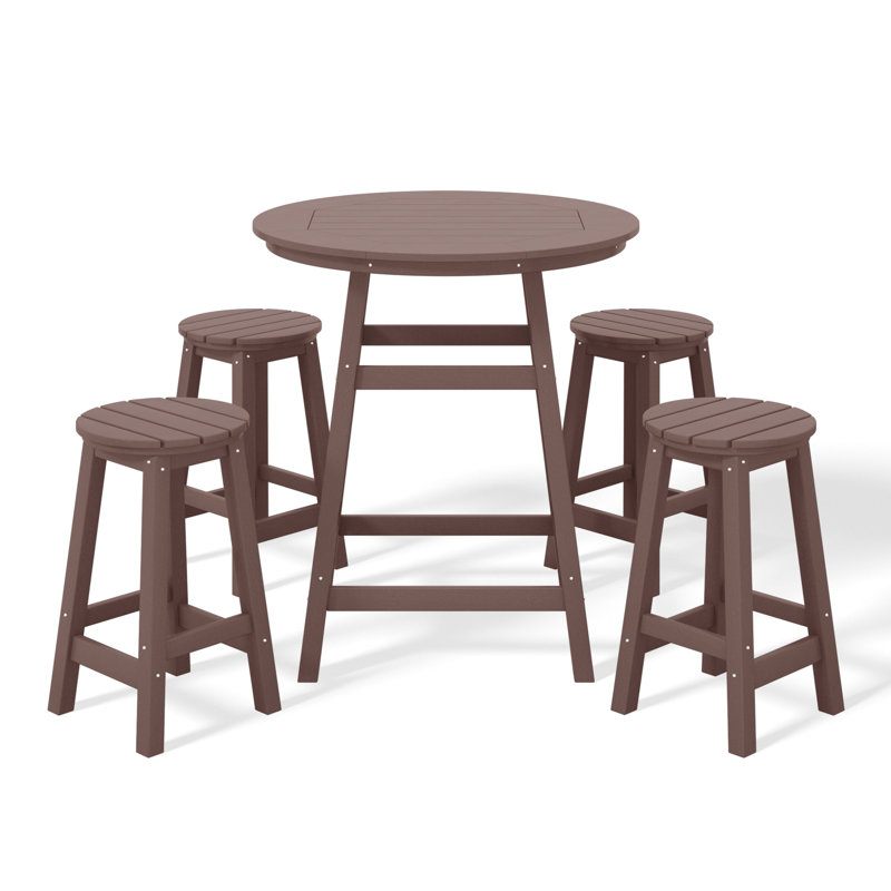 Laguna 5-Piece Round Counter Set, Dark Brown