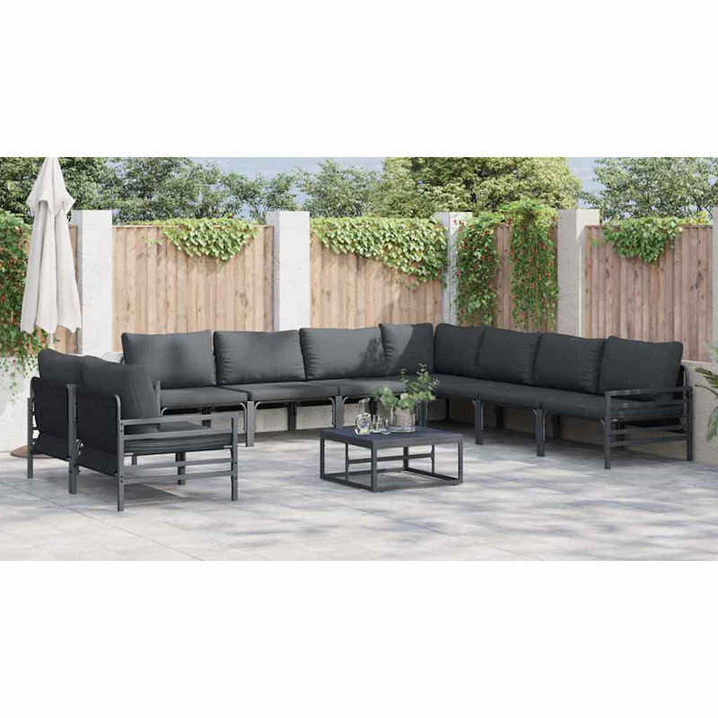 Garden Sofa Set with Cushion Steel Outdoor Furniture Patio Lounge