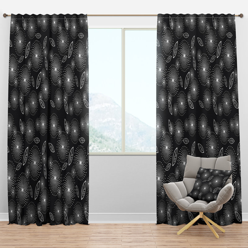 Panneau de rideau simple semi-transparent à motif floral rétro, l 52 po x L 120 po