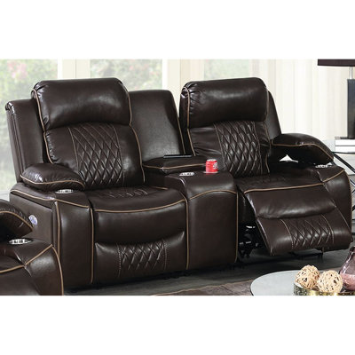 Gel moderne brun avec rangement et Power Motion 2 ports
