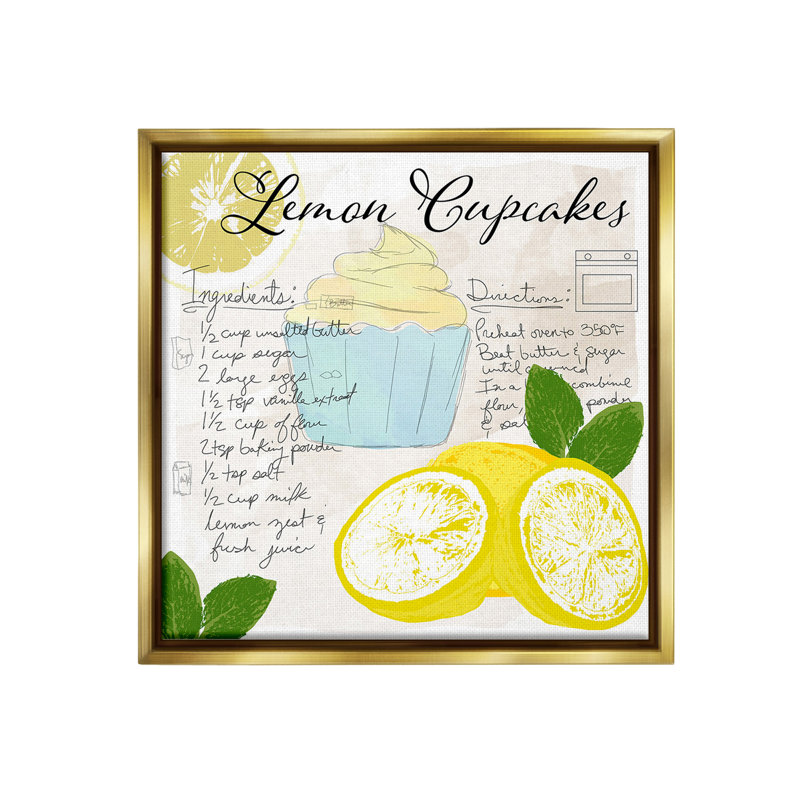 «Lemon Cupcake Recipe» par Daniela Santiago sur, Cadre flottant métallique doré, H 25 po x l 25 po