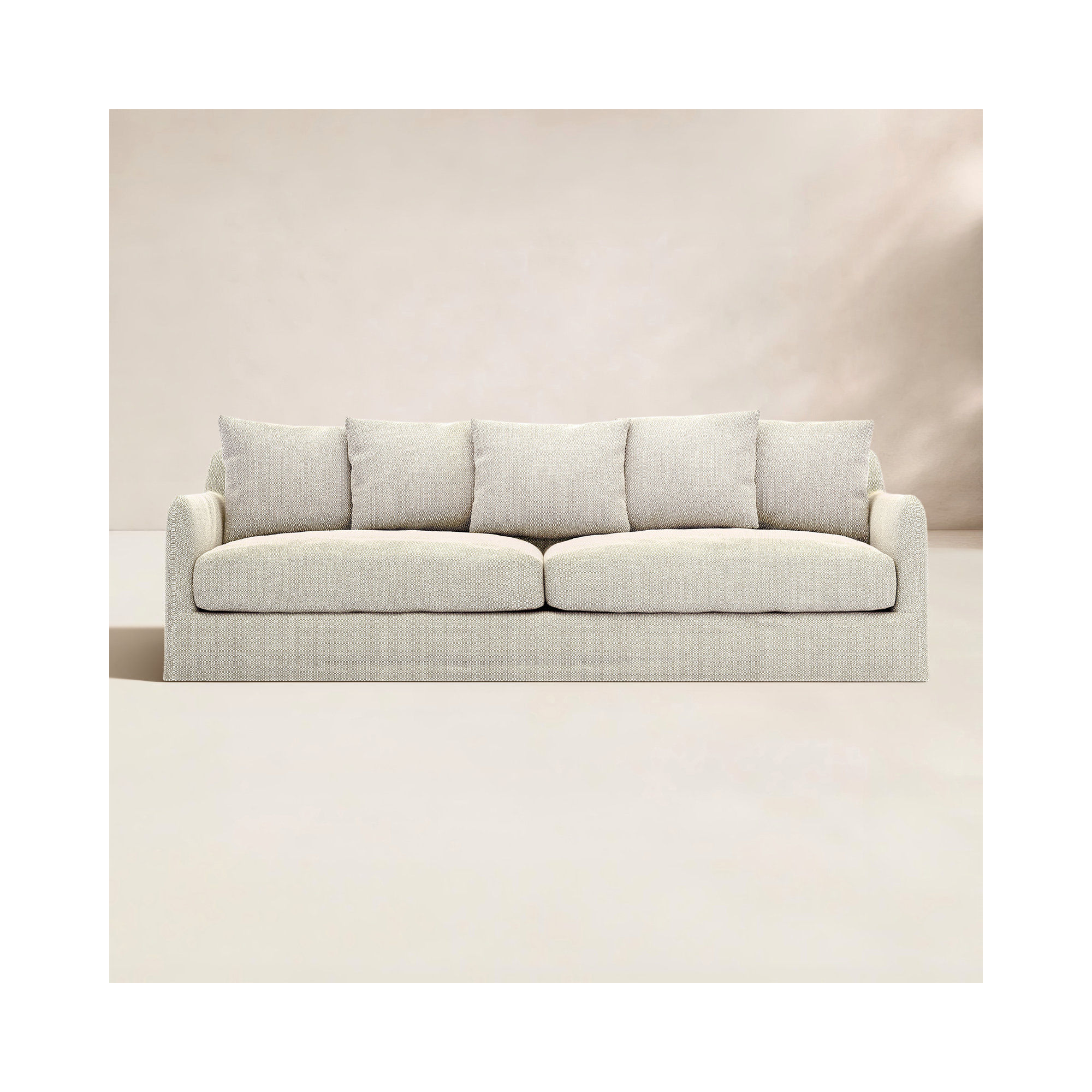 92'' Wide Wood Patio Sofa with Cushions, Faye Sand