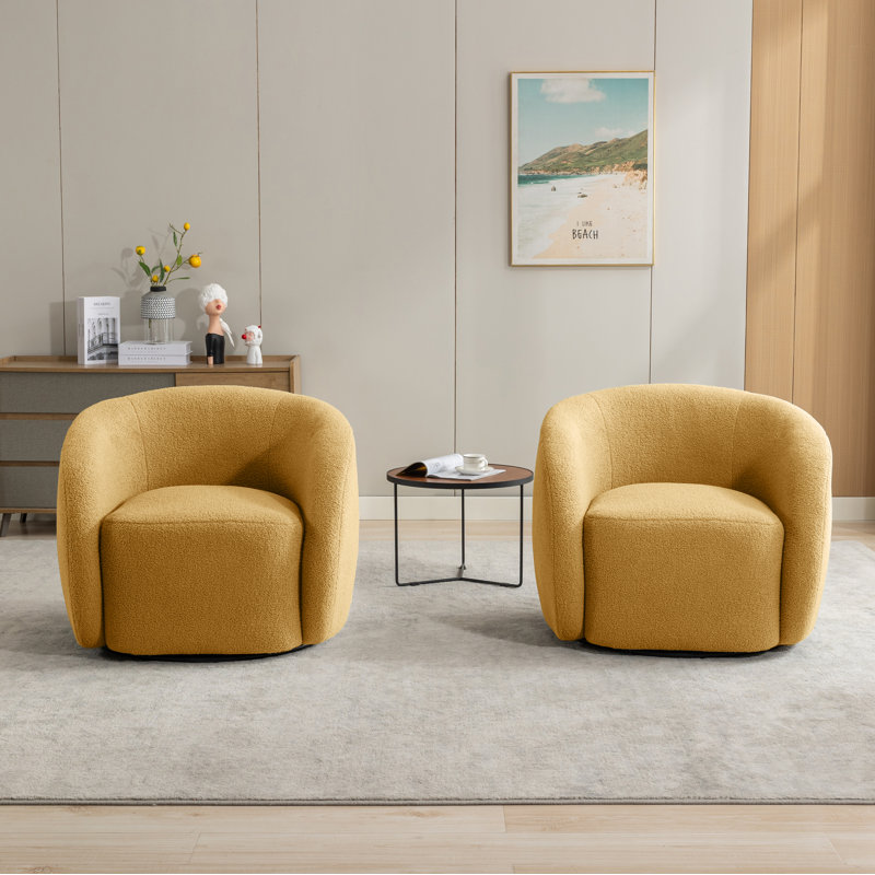 Fauteuil pivotant rembourré Katherline, Jaune 