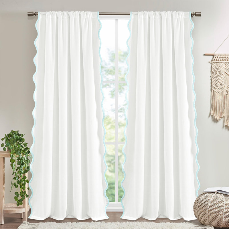 Coastal Chic Scallop Edge Window Curtain 2 Panels Set, Light Blue 52" W X 63" L,2pcs, Light Blue, 52" W x 63" L