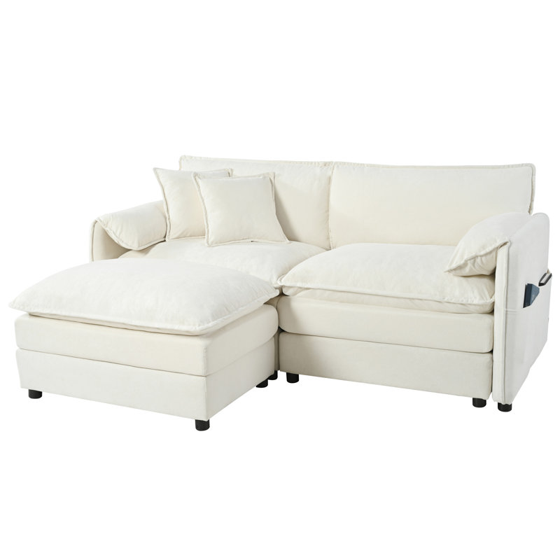 (Old: W3163S00010) Canapé modulaire à assise profonde avec repose-pieds, Beige