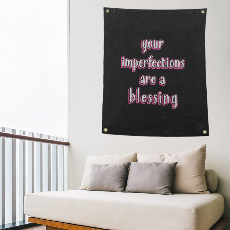 Tapisserie de tableau noir de polyester imparfaites quote, H 36 po x l 26 po, Rose