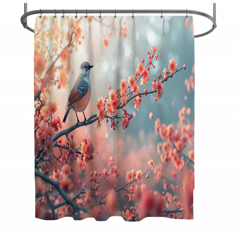 Bird Wildlife Cherry Yes Shower Curtain, 93"H x 70"W