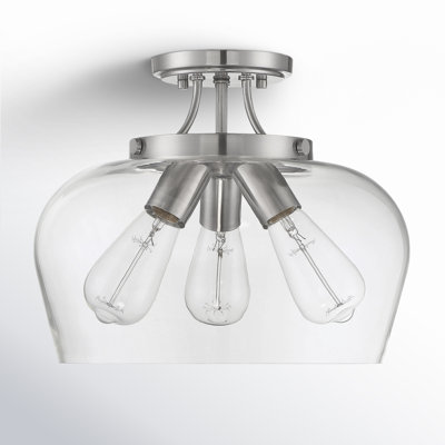 Breena 13" W 3-Light Dimmable Semi-Flush Mount