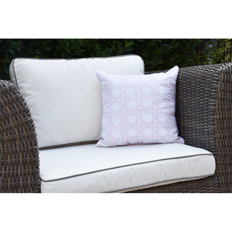 Housse de coussin d'extérieur à imprimé géométrique Palm Beach, 16 po x 1 po, Rose