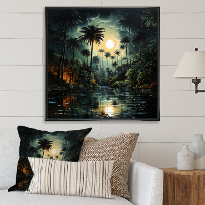 " Green Palm Trees Pointillism II "