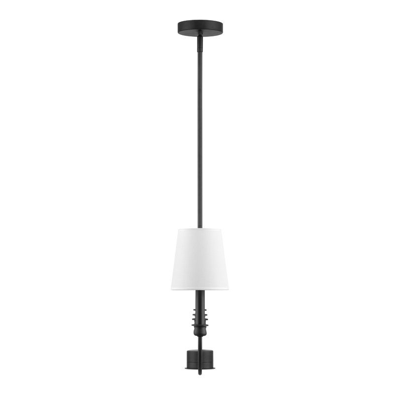 4-Light Billet Linear Chandelier with Fabric Shades, Matte Black