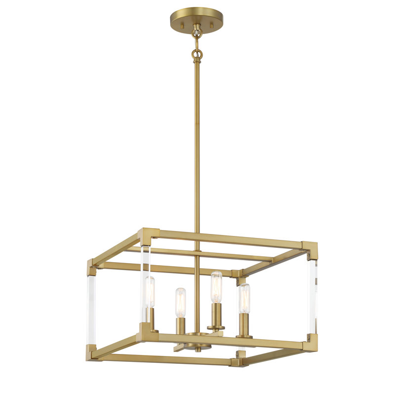 Luminaire suspendu carré / rectangulaire en laiton doux à 4 lumières Swindon