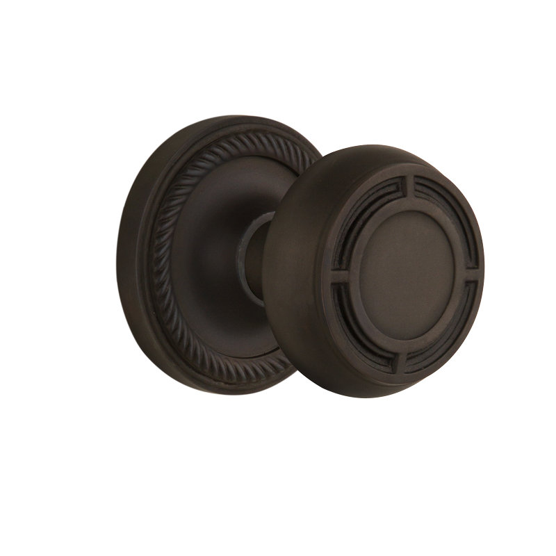 Rope Rosette with Mission Door Knob, Oil-Rubbed Bronze