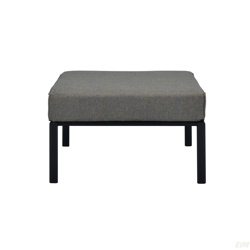 Ensemble de patio en tissu et finition noire (1 fauteuil avec accoudoirs, 1 repose-pieds) (fauteuil), Gris