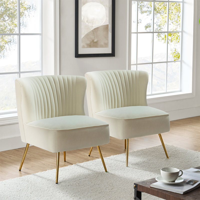 Fauteuil d'appoint Euclid, Velours ivoire