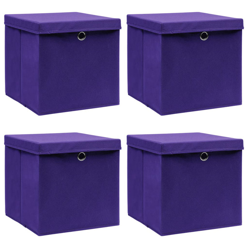 Storage Box Foldable Storage Chest Organizer Basket Non-woven Fabric, Purple with lids
