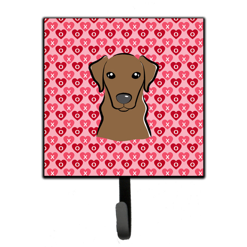 Brister Metal Wall Organizer with Key Hooks, Brown/Pink/Green, Chocolate Labrador