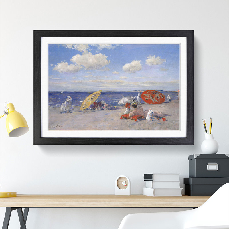 At the Seaside by William Merritt Chase - Picture Frame Graphic Art, 27cm H x 36cm W x 2cm D, Black Framed