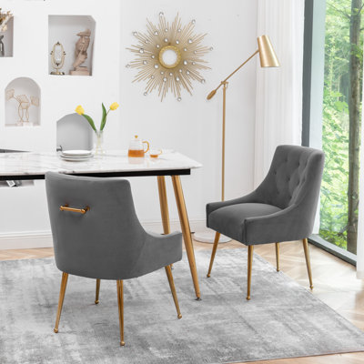 Chaise d'appoint rembourrée en velours Mayreli