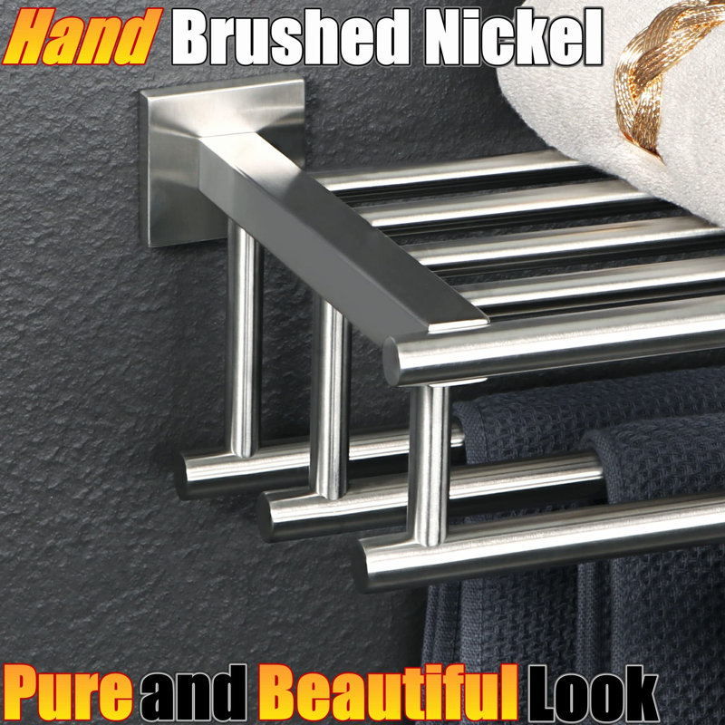 Porte-serviettes mural, Nickel brossé incorrect, H 5,13 po x l 20 po x P 7,9 po