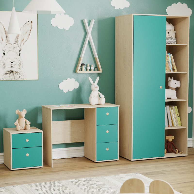 Eberly Bedroom Set, Blue/Oak
