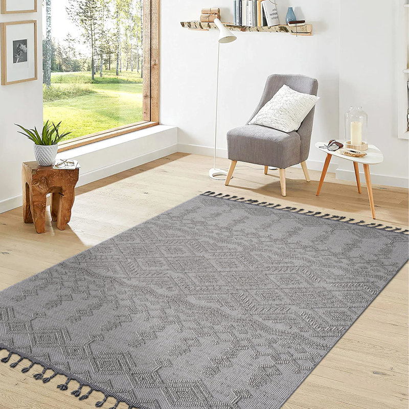 White/White 4X6 Indoor/Outdoor Area Rug - Stain , Non-Shedding, Soft And , For Home Office, Eat-In Kitchen In , Stain-, Pet-, Suits Entryway, Bedroom, Living Room