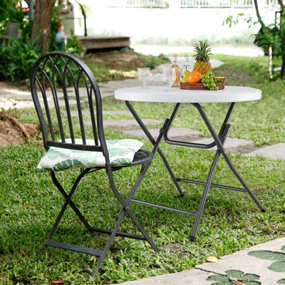 Quasim Round Metal Folding Outdoor Bistro Table , 81cm cm W 81cm cm D