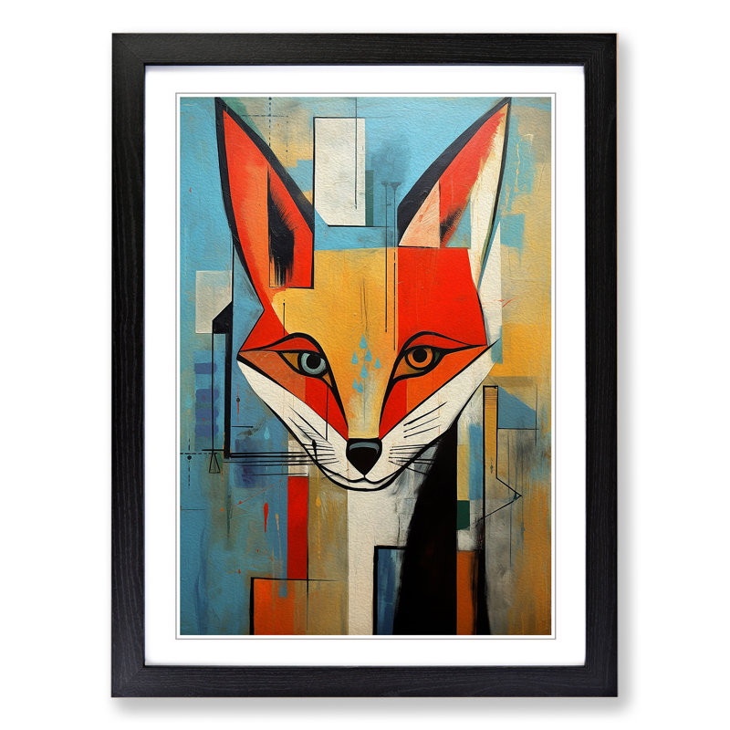 Fox Constructivism Art - Framed Print, Black Framed, 64cm H x 46cm W