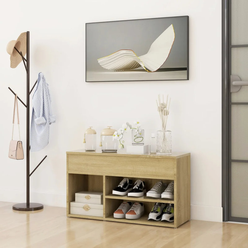 5 Pair Shoe Storage Bench, Sonoma Oak