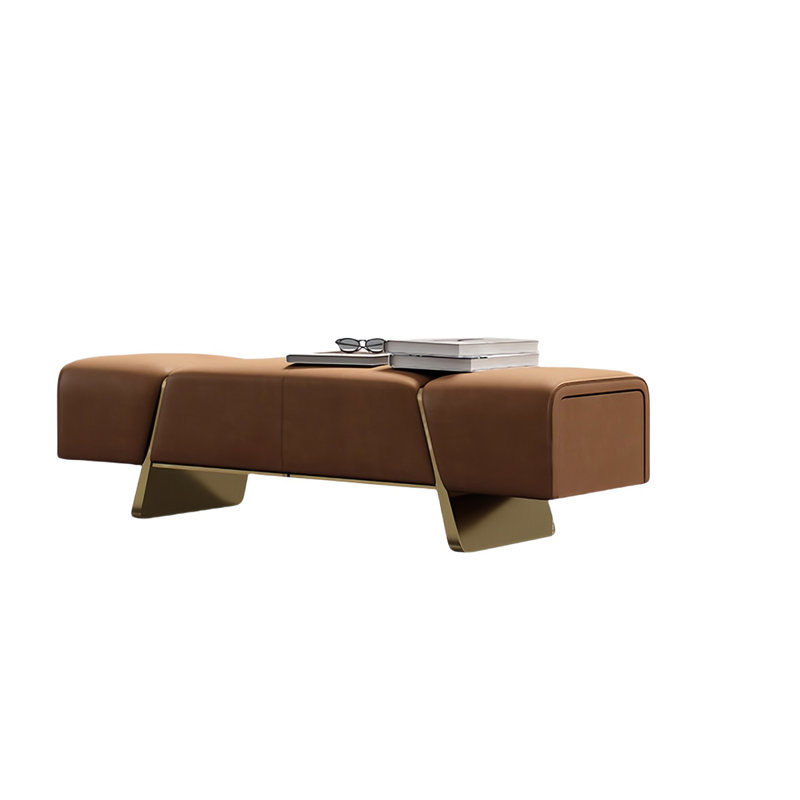 Banc de rangement en microfibre Jacara, H 16,92 po x L 70,86 po x l 18,5 po