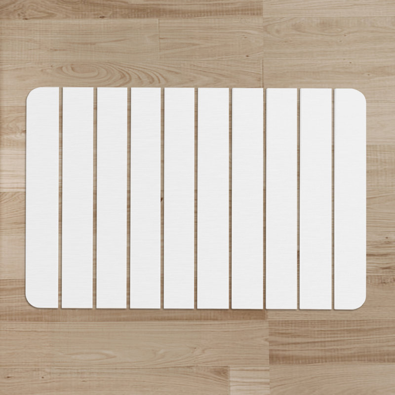 Tapis de cuisine Dianeli, Blanc / Blanc, Rectangle 1 pi 3 po x 2 pi 1 po