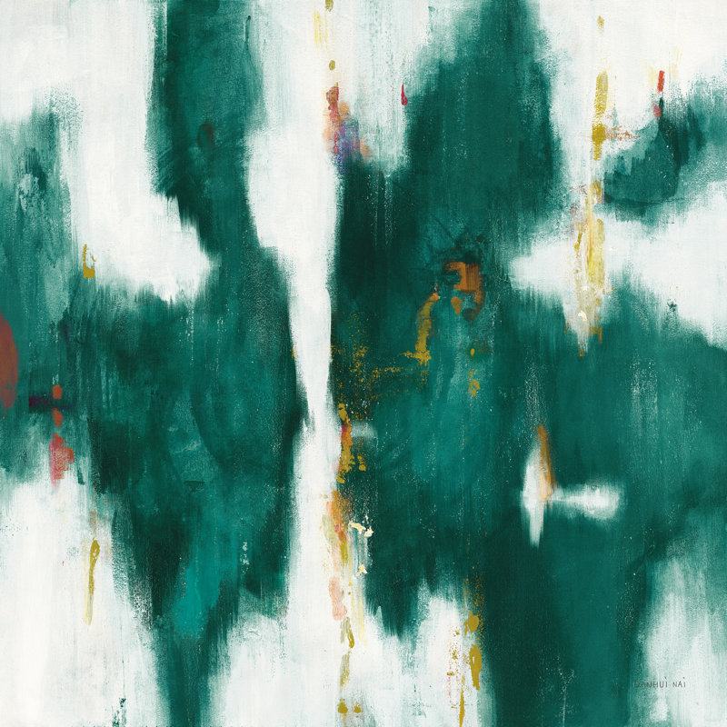 «Green Texture I» par Danhui Nai, impression sur toile tendue, H 20 po x l 20 po, Non, Cadre flottant doré
